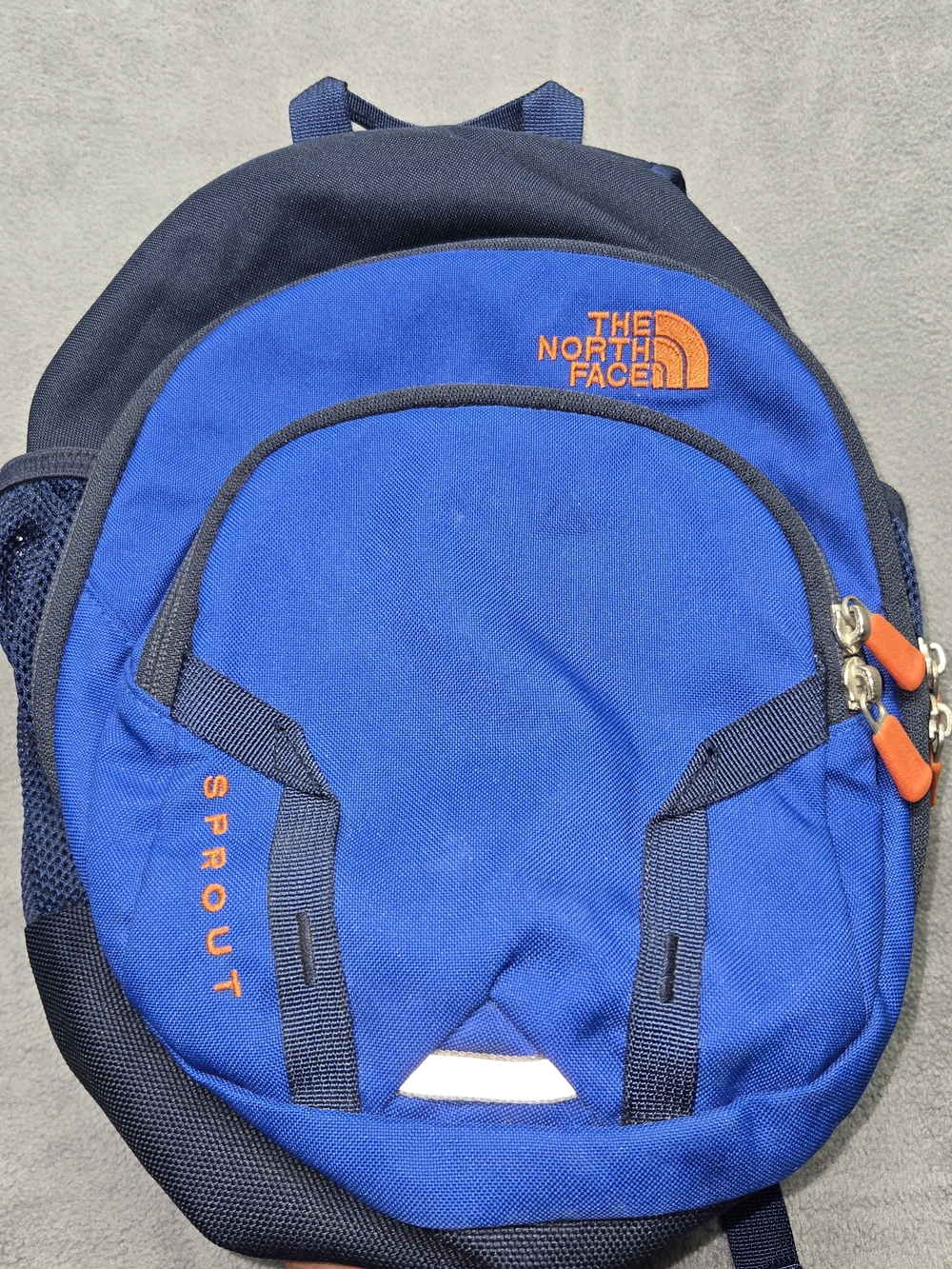 The North Face Sprout Blue Kids Backpack with Orange Accents